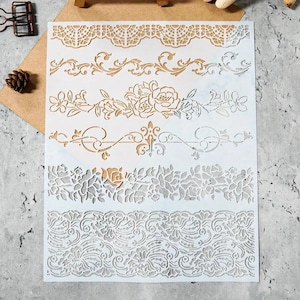 Border floral lines edges lace painting coloring journaling diy craft stencils