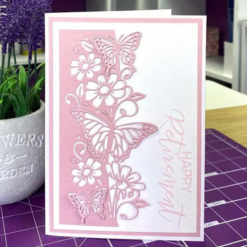 Fustella Metallica Per Scrapbooking - Motivo Cuore Con Farfalla E Fiori, 9x8,5 Cm, Acciaio