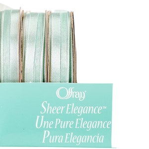 Offray sheer elegance mint green 3/8&quot; x 3 yards x 3 rolls (Q60)