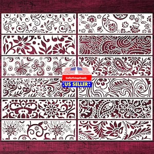 Set of 12pcs paisley floral mandala furniture tile stencils cakes diy & crafts