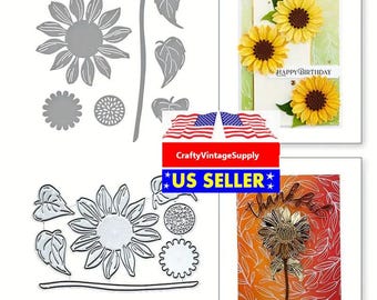 Sunflower daisy leaves fall harvest metal cutting die cut