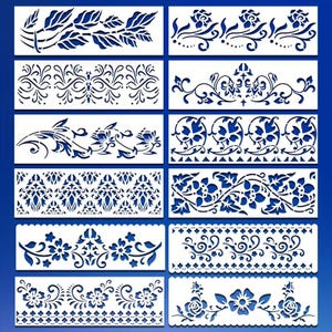 Set of 12pcs Lacy Leaves Flowers And Vines stencils for cakes diy & crafts