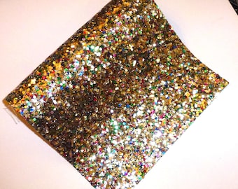 Dikke pailletten glitter goudrood imitatieleer stoffen laken voor het knutselen van haarelastiekjes
