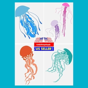 Jellyfish 4pcs stencil set 11.7" x 8.3" ocean series craft stencils