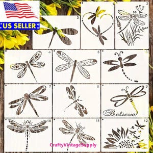 Dragonfly-stencil voor tegelknutselen: 8 x 6 inch