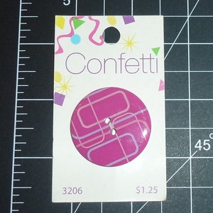 Blumenthal Confetti large sweater button geometric raspberry purple pink 1 3/8" (R43D)