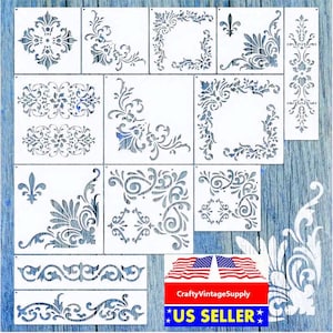 13pcs assorted floral scrollwork  stencil for tile and crafts