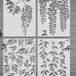 Plantilla de glicina con forma de corazón sangrante para azulejos y manualidades, hojas de parra geométricas de 28 x 20 cm.