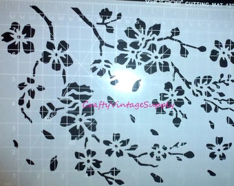 Large sakura Japanese cherry blossoms tree  leaves flowers Stencil for tile and crafts 11.5" x 8"  (Q191)