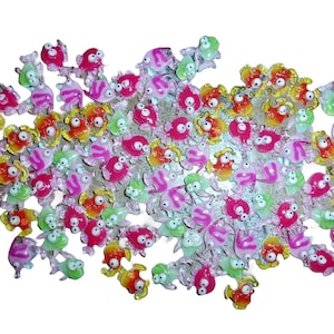 Bug eye fish, super tiny  orange green pink shaker, quicksand 50 pieces nail art  (p111)