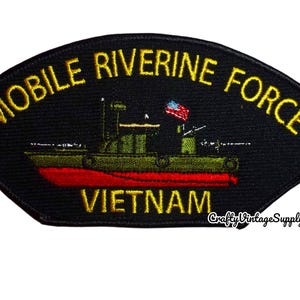 Parche termoadhesivo de la Fuerza Fluvial Móvil de Vietnam, negro, ovalado, de 15 cm