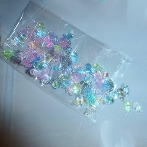 Jellyfish acrylic, super tiny iridescent pink blue white 50 octopus squid nail art  quicksand shaker cup pieces (p37a)
