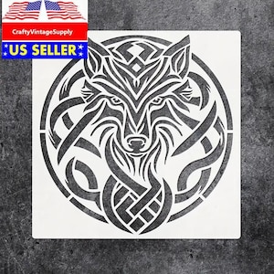 Szablon z motywem wilka w kształcie węzła celtyckiego do płytek i rękodzieła 8" x 8"