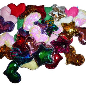 22pcs colorful sequin crown star heart patches sew on appliques craft embellishment