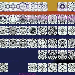 Bloemen geometrische cirkels mandala patronen stencil Italiaanse Mexicaanse tegel 4 "x 4"