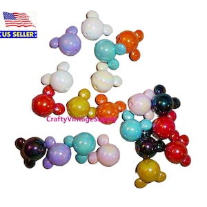 20pcs mickey head beads 16mm acrylic mouse multicolor ab black pink yellow