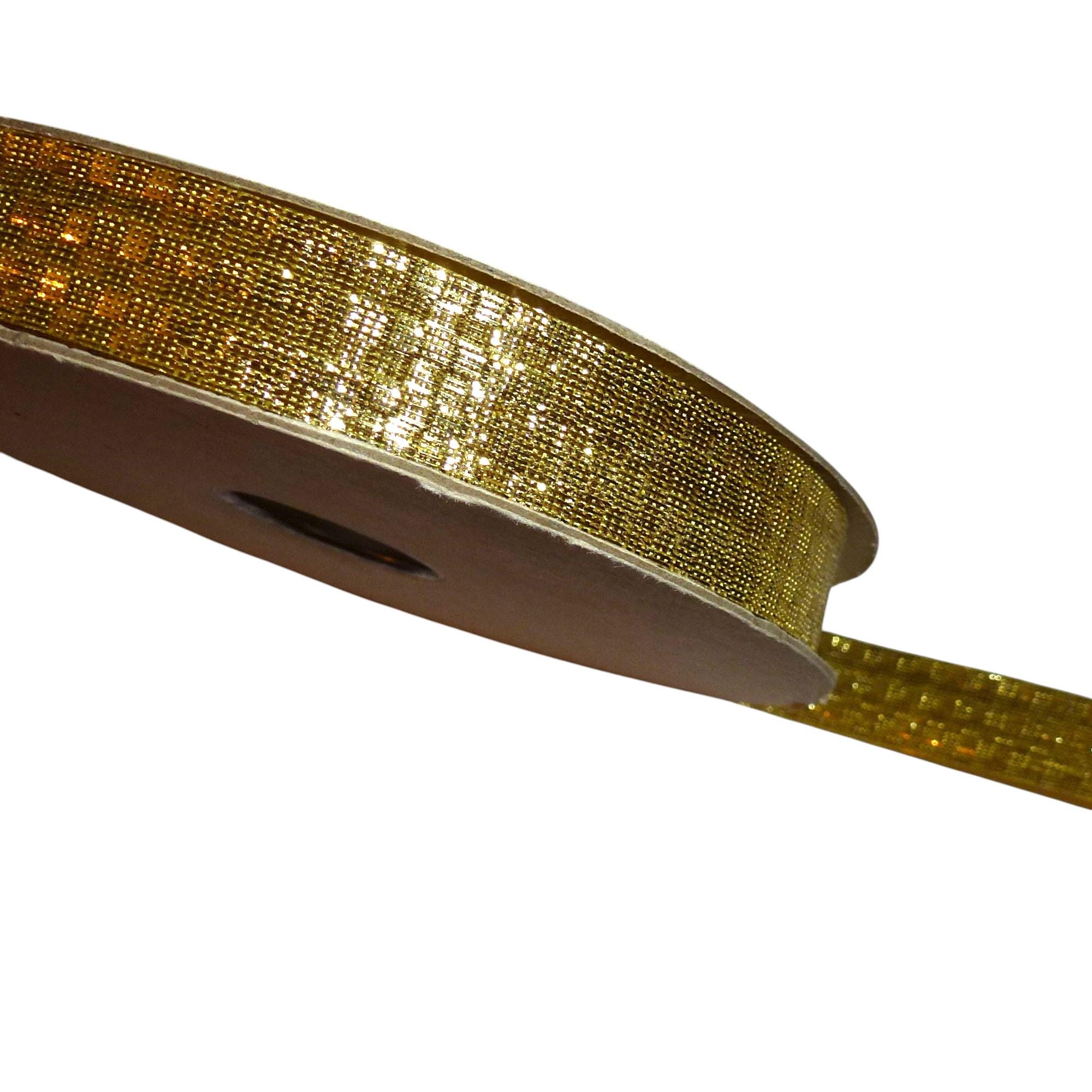 Pageant Hand Ribbon 50yds Pageant Floral Weatherproof Gold Basket Metallic Ribbon No.3 5/8 ...