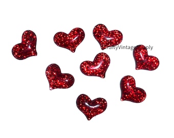 8 thumbtacks red hearts glitter push pins assorted colors decorator message board thumb tacks (xa19)