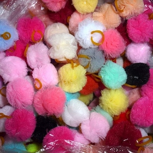 Puppy bows ~ small 1"  balls dog grooming bow all colors of tulle pet pom poms