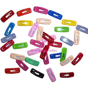 Puppy bows ~ barrette super tiny enamel coated snap clip rectangle pet hairclip