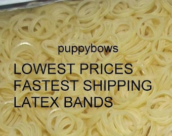 Puppy bows latex dog grooming bands small quantity bags elastic gum rubber dog bows bow topknot band