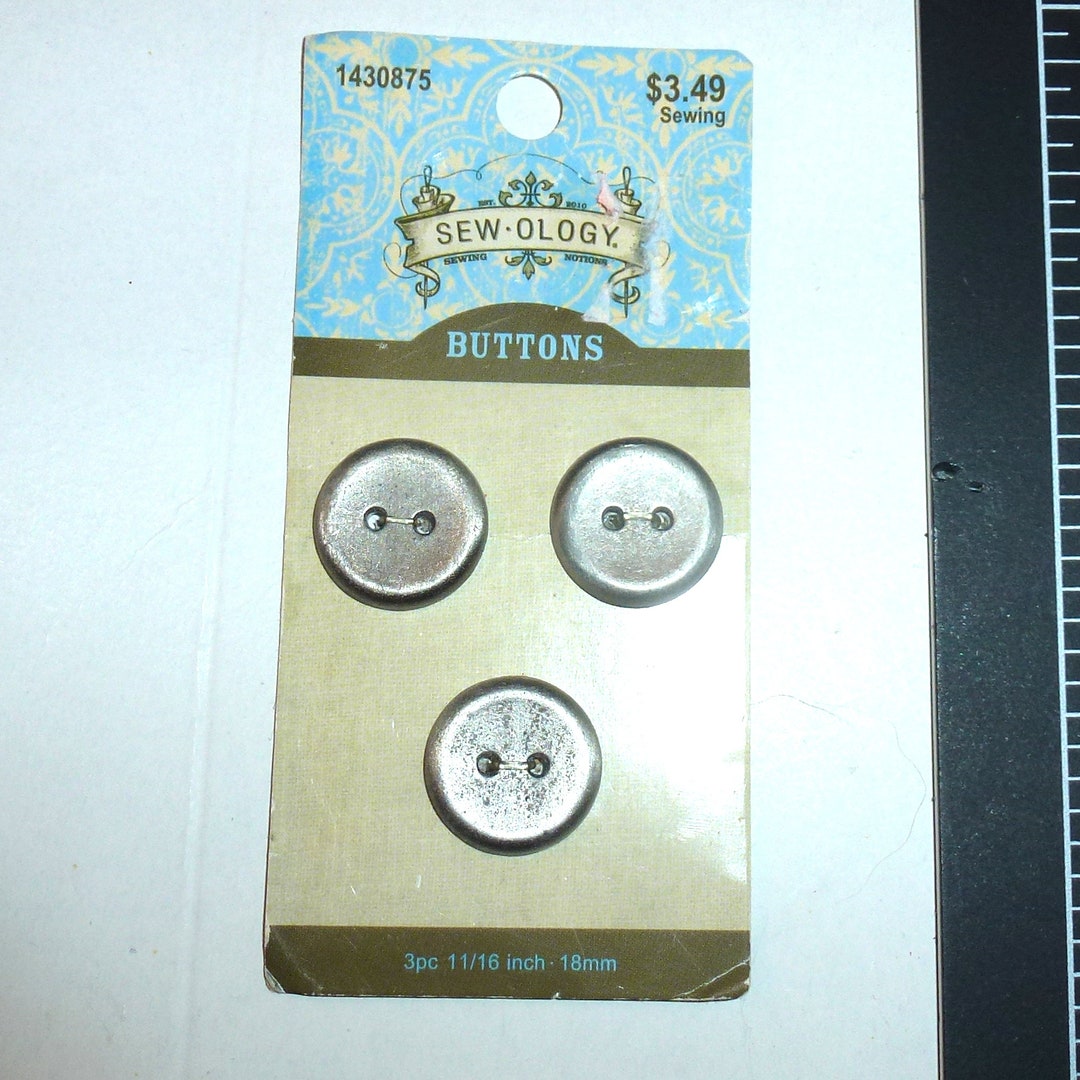 Sew.ology Distressed Metal Look 3 Buttons Plastic Sew on Button P58C Etsy