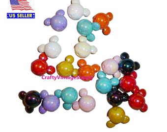 20pcs mickey head beads 16mm acrylic mouse multicolor ab black pink yellow