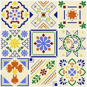 Mexican italian moroccan design stencil for tile and crafts 6&quot; x 6&quot;