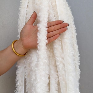 1 yard white sherpa ribbon strip sewing trim faux fur