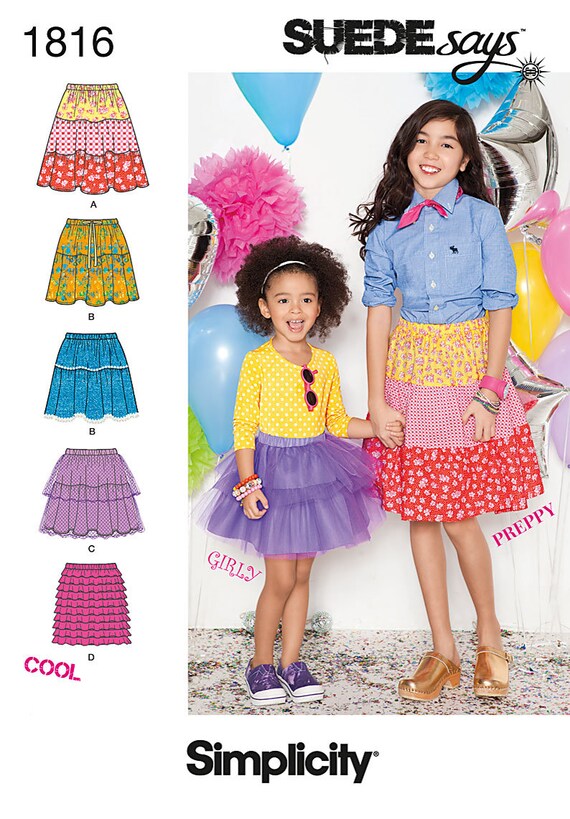 Simplicity pattern 1816 FREE SHIP! Hh kids US 3,4,5,6 party skirt preppy