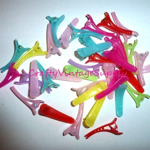 Cotton candy colored girls or pets plastic alligator transparent Hair Clips with Teeth hair bows clip 38mm 1 3/8&quot; (V150)