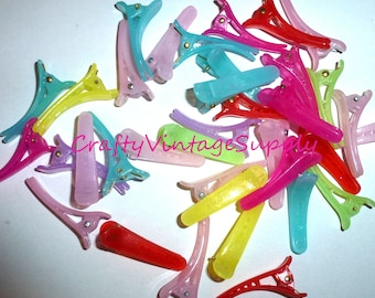 Cotton candy colored girls or pets plastic alligator transparent Hair Clips with Teeth hair bows clip 38mm 1 3/8" (V150)