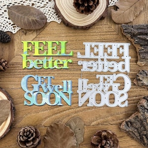 2pcs feel better get well soon words metal cutting dies cut machine cutter die