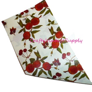 Poly ribbon waterproof cherries leaves floral  2.5&quot; yards 45 Ribbon (P77F)