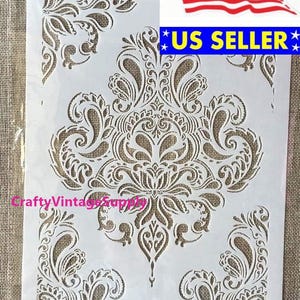 タイルや工芸品用のダマスク アールデコ ステンシル 11 インチ x 8 インチ デザイン