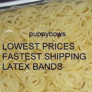 Puppy bows latex dog grooming bands small quantity bags elastic gum rubber dog bows bow topknot band
