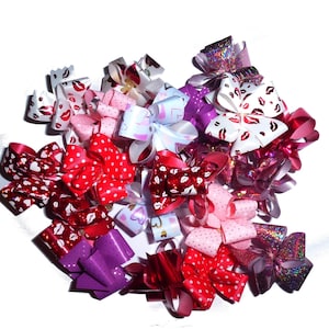 Puppy bows ~ valentine&#39;s day red heart party puffs dog grooming bows