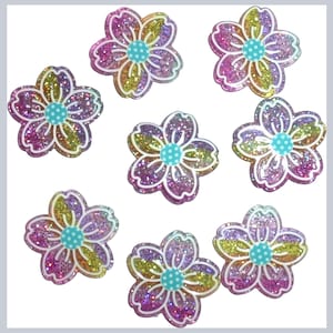 5 thumbtacks big sakura flowers push pins assorted colors decorator message board thumb tacks or magnets (P35M)