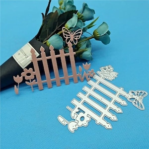 Zaunlatten holzzaun Blumen Schmetterlinge Metallstanzformen stanzen Cutters