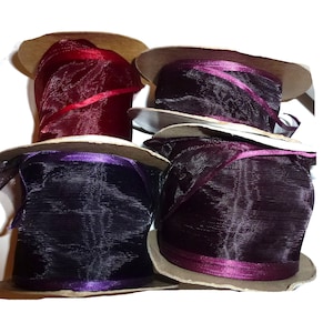 Floral Florist ribbon Offray wired arabesque Burgundy Grappa Raisin 3&quot; and 1.5&quot;  (P69)