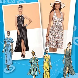 Simplicity sewing pattern 1881 FREE SHIP! Size 12-20 Project runway halter dress sundress party cocktail