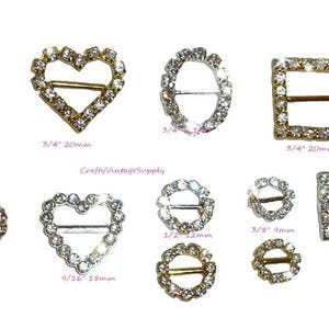 Rhinestone mini jewelry buckle hair bow center heart oval square 5 pcs button slide