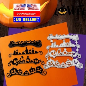 Halloween banners borders candle skull metal cutting dies cut machine cutter die