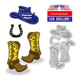 Cowboy Hut Stiefel Hufeisen Metall Handwerk gestanzte Papierschneider Stanzformen