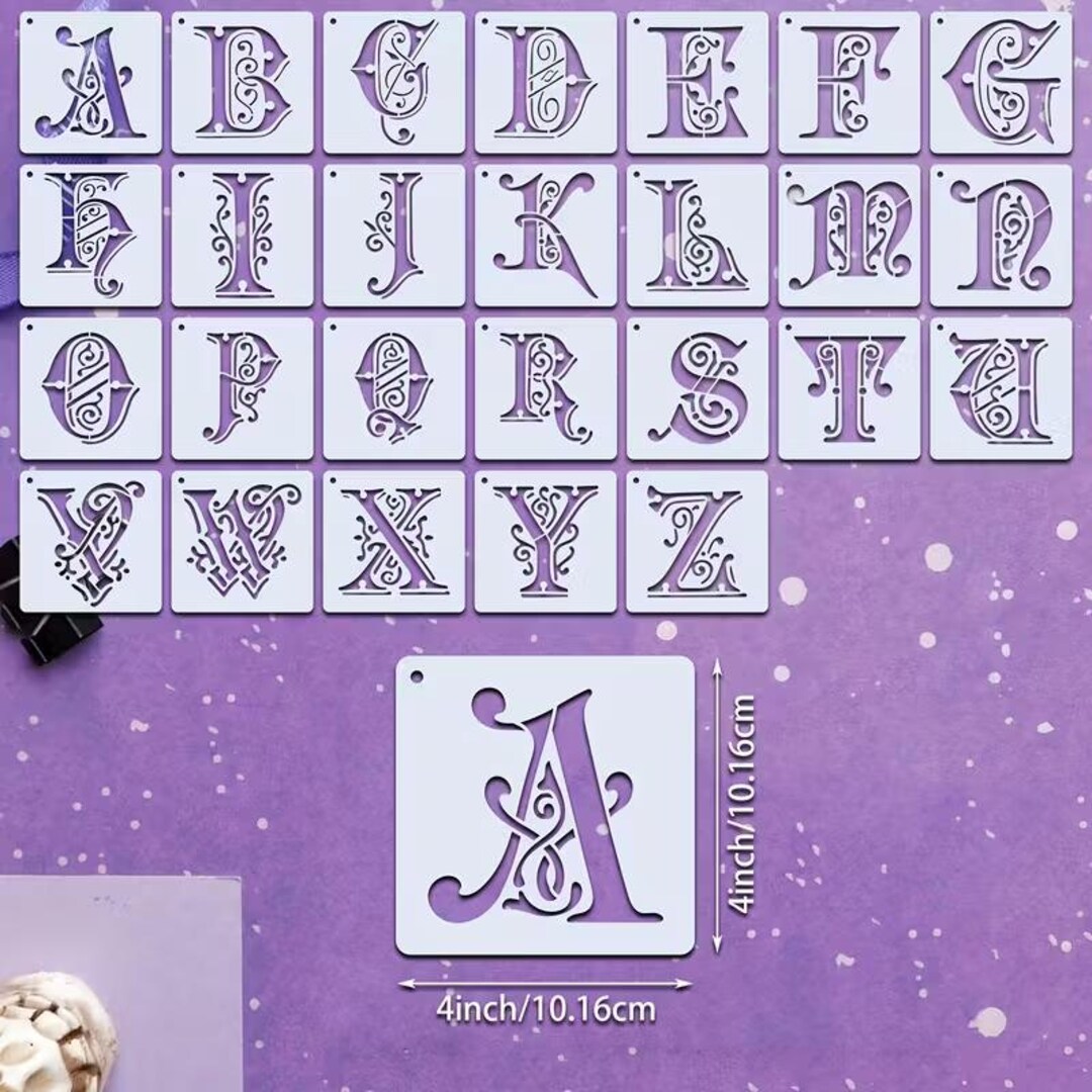 Swirl Pattern Letters 26pcs English Alphabet Letters Swirls and Scrollwork Upper Case ...