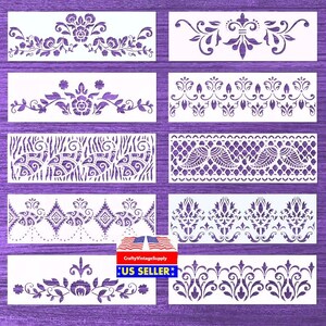 10pcs Bombay British Colonial style stencils 12" x 4"