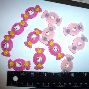 Pink hello  padded candy 12  flowers appliques (w21)