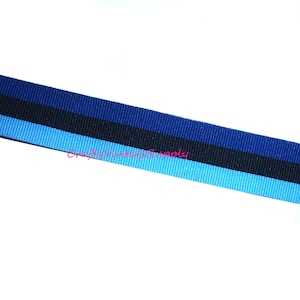 Blue black stripes heavy grosgrain 7/8" great for dog collar or trim ribbon 3 yards (V136)