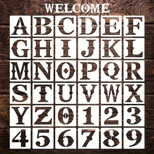 36pcs English Alphabet Block Letters Numbers 6" Stencils