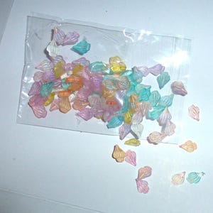 Sea shells conch, extra super tiny  iridescent pink blue white 50  nail art  (p37k)